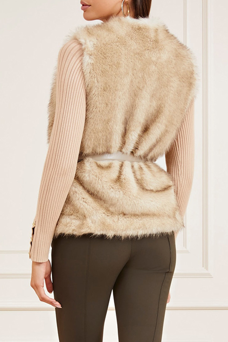 HONEY FAUX FUR VEST FAWN TAUPE 9