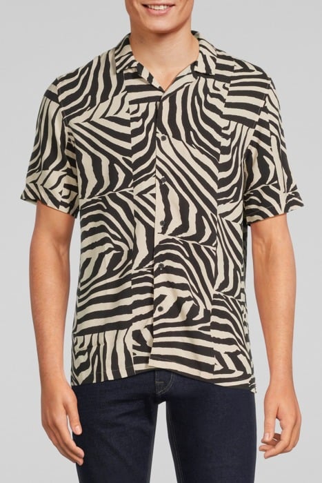 BLACK LENZING™ ECOVERO™ ZEBRA MOTIF REGULAR SHIRT BLACK 1