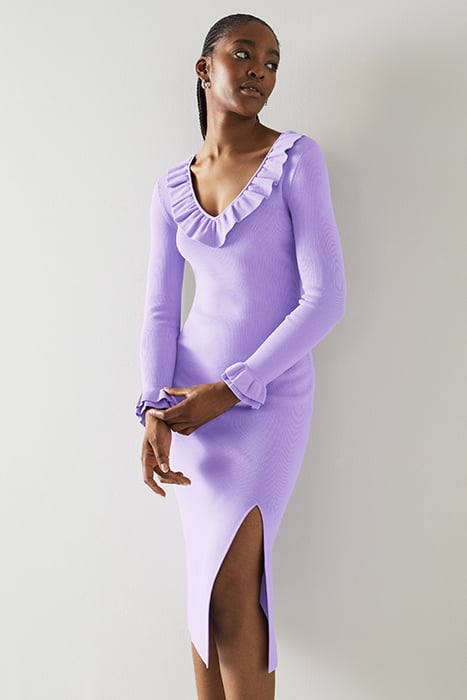 DR GRACE- V NECK FRILL VIOLET 1