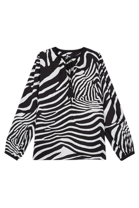 LOOSE ZEBRA PRINT BLOUSE BLACK WHITE 1