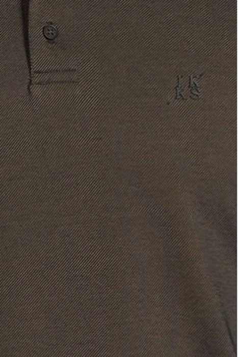 KHAKI MARL POLO SHIRT WITH MIXED-FABRIC COLLAR KHAKI 5