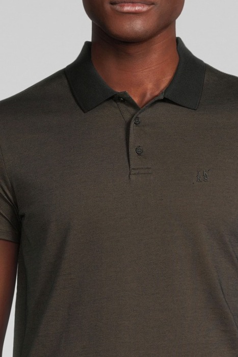 KHAKI MARL POLO SHIRT WITH MIXED-FABRIC COLLAR KHAKI 4
