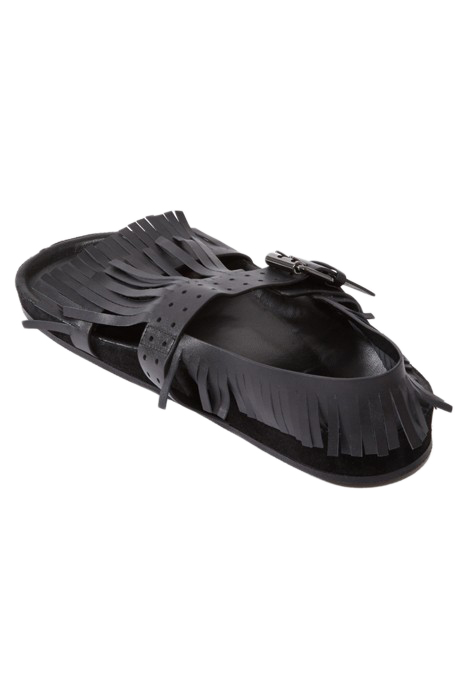 LEATHER SANDALS WITH FRINGES BLACK 2