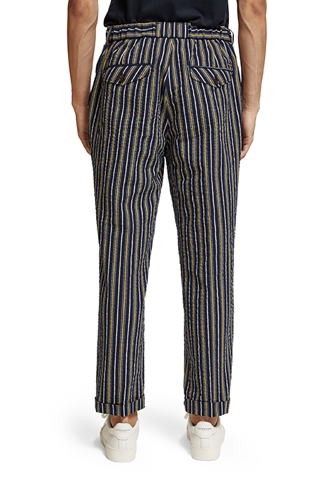 SEASONAL - LOOSE TAPERED STRIPED SEERSUCKER CHINO NAVY/ WHIT 2
