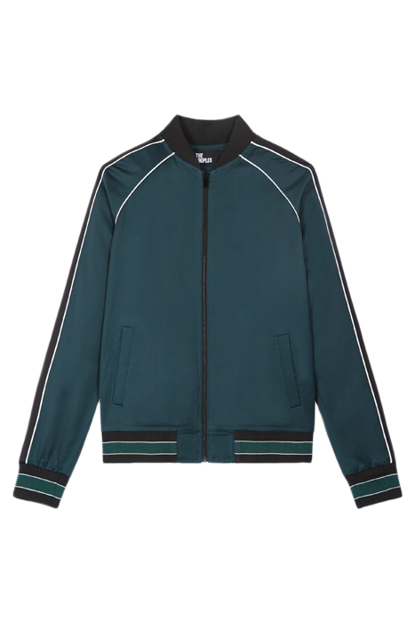 ZIP-UP SWEATSHIRT WITH RIB DETAIL GREEN NAVY 5