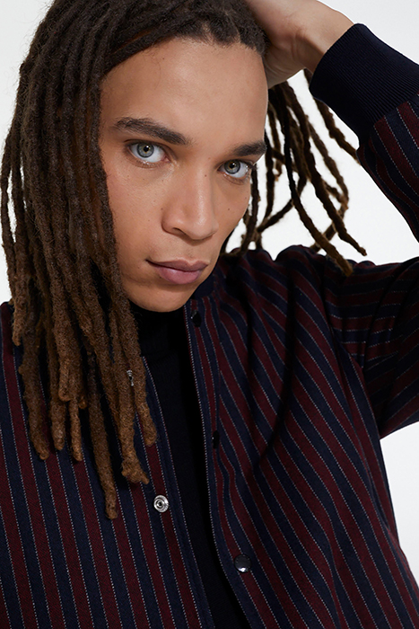 ELBOW STRIPED SUEDE JACKET BORDEAUX / NAVY 6