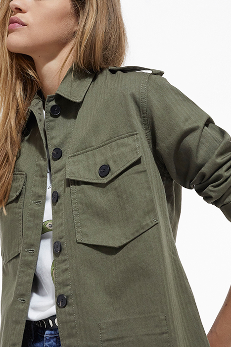 JACKET IN CHEVRON FABRIC AND LEOPARD LINING OLIVE NIGHT 5