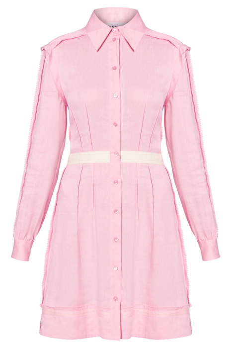 INSIDE OUT LINEN BLEND CANVAS SHIRT DRESS PINK 3