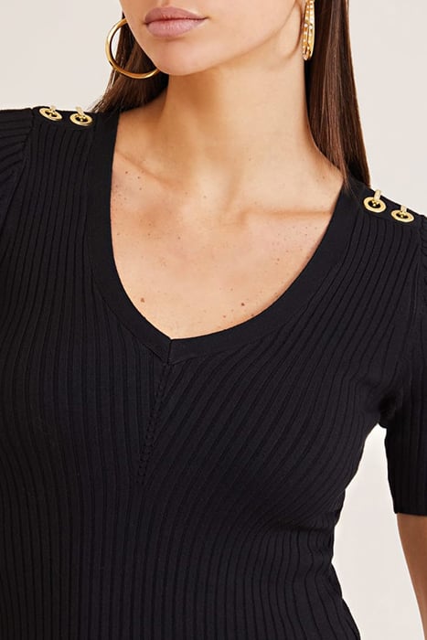 ALICE SS V NECK SWEA JET BLACK A996 5