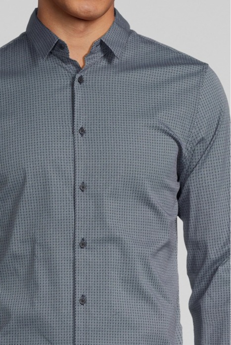 NAVY MINIMALIST PRINT EASY CARE SLIM SHIRT NAVY 4