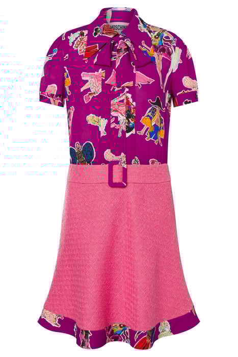 FASHION SKETCHES GEORGETTE AND BOUCLÉ DRESS PINK 3