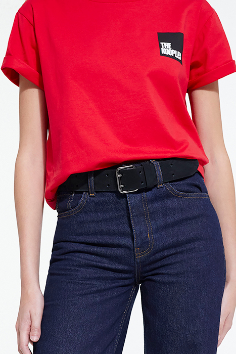 SUEDE BELT WITH DOUBLE PIN BUCKLE BLACK 3