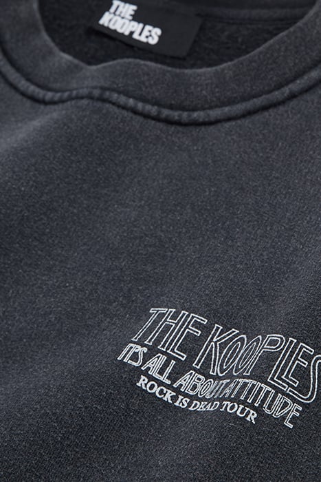 SKULL ROUND NECK SWEATSHIRT BLACK WASHED 3