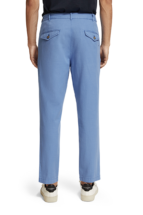 TWILT- GARMENT-DYED PLEATED COTTON/LINEN CHINO TILE BLUE 2