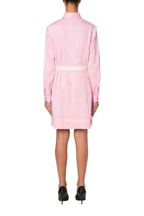 INSIDE OUT LINEN BLEND CANVAS SHIRT DRESS PINK 2