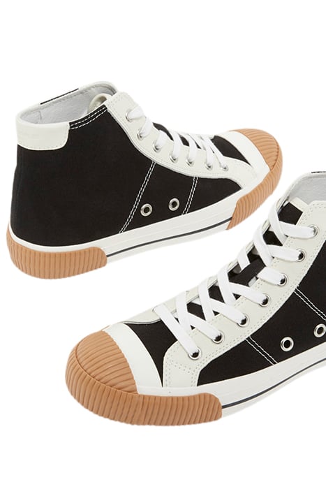HIGH-TOP CANVAS SNEAKERS WITH LEATHER INSERTS BLACK 9