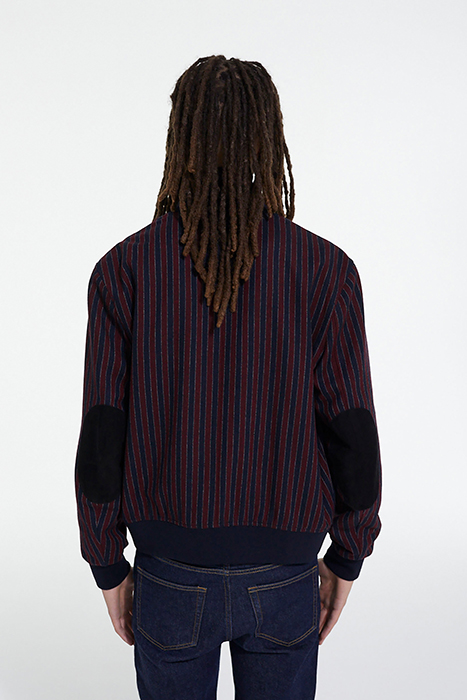 ELBOW STRIPED SUEDE JACKET BORDEAUX / NAVY 2