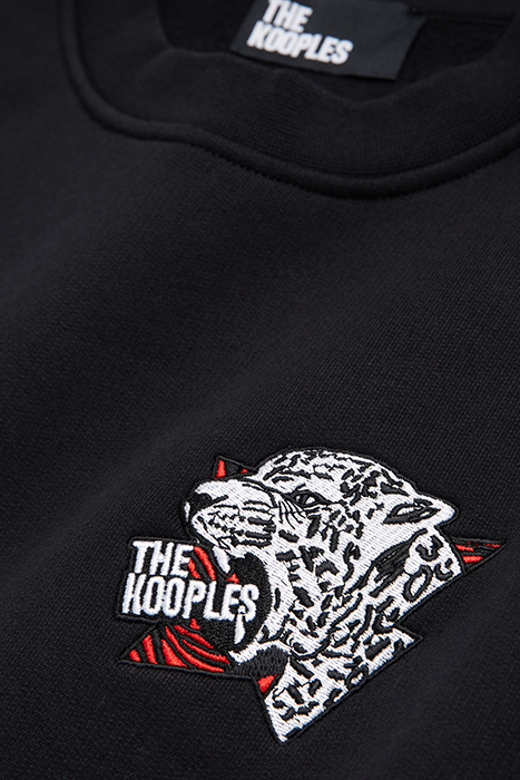 ROUND NECK SWEATSHIRT WITH TIGER CHEST EMBROIDERY BLACK 2