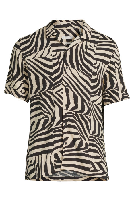 BLACK LENZING™ ECOVERO™ ZEBRA MOTIF REGULAR SHIRT BLACK 3