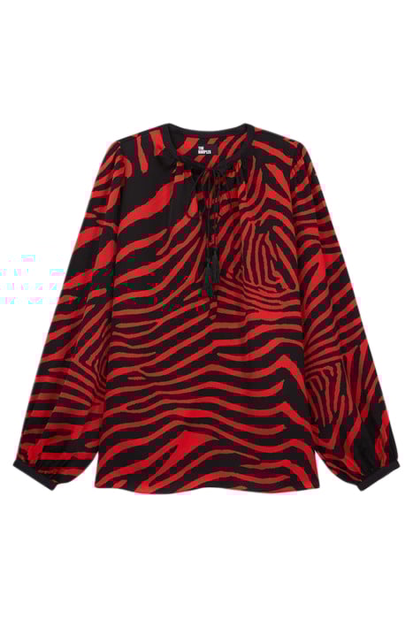 LOOSE ZEBRA PRINT BLOUSE BLACK - RED by The Kooples