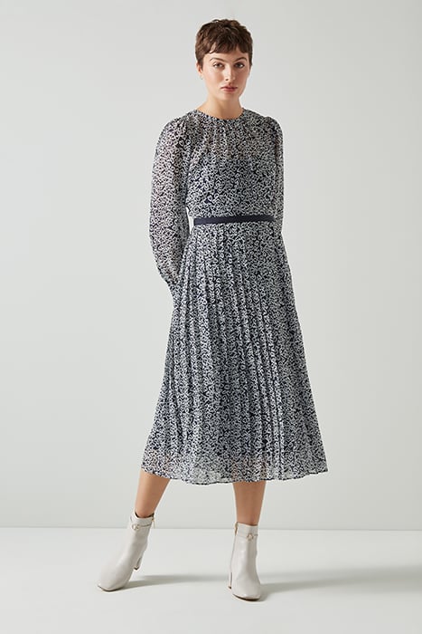 DR ESTELLE PLEATED DRESS NAVY MULTI 1