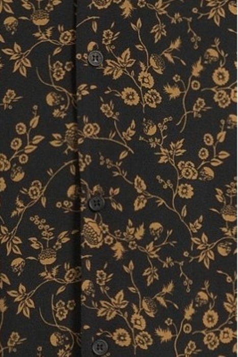 BLACK LENZING™ ECOVERO™ SLIM SHIRT WITH CAPPUCCINO FLOWER MO 5