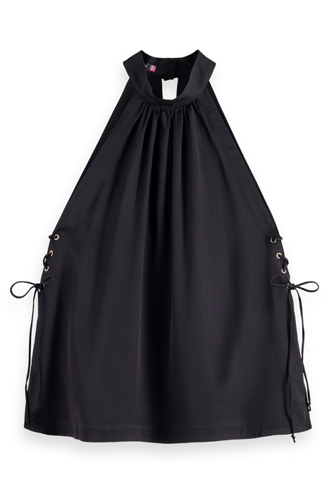 HALTER NECK TOP WITH CRISS CROSS DETAIL EVENING BLACK 1