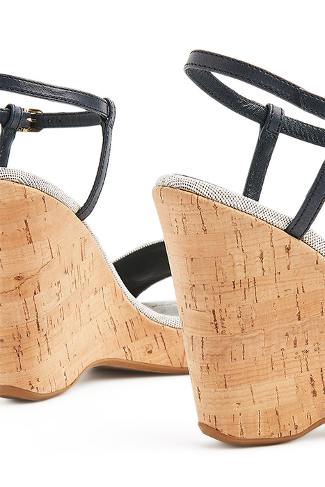 SKY CORK CANVAS WEDGE NAVY 6
