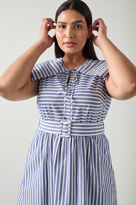 DR BEAU STRIPE DRESS NAVY/CREAM 6