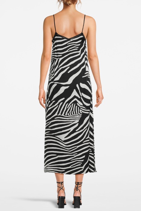 ZEBRA PRINT LONG DRESS BLACK WHITE 2
