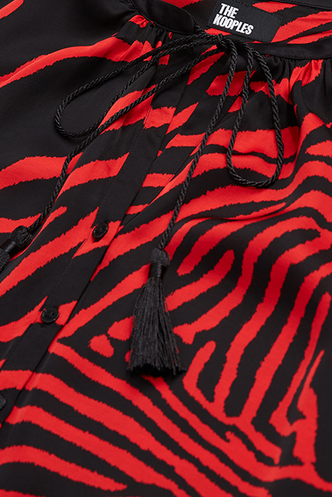 LOOSE ZEBRA PRINT BLOUSE BLACK - RED 2