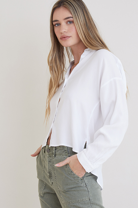 LONG SLEEVE HIGH LOW HEM SHIRT WHITE 2