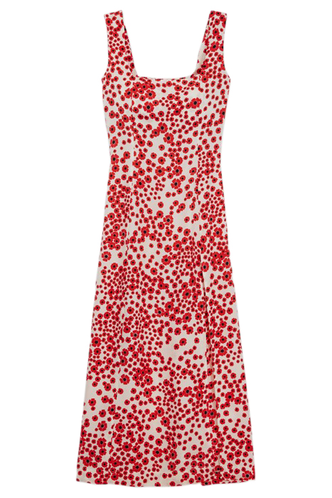 LONG DRESS WITH SQUARE NECKLINE RED / WHITE 3