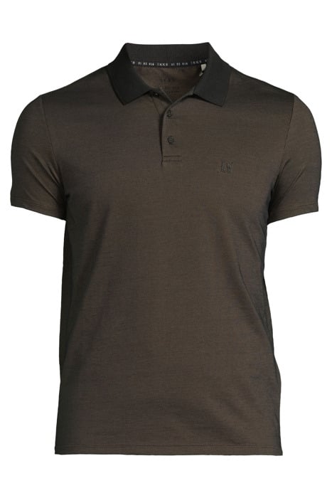 KHAKI MARL POLO SHIRT WITH MIXED-FABRIC COLLAR KHAKI 3