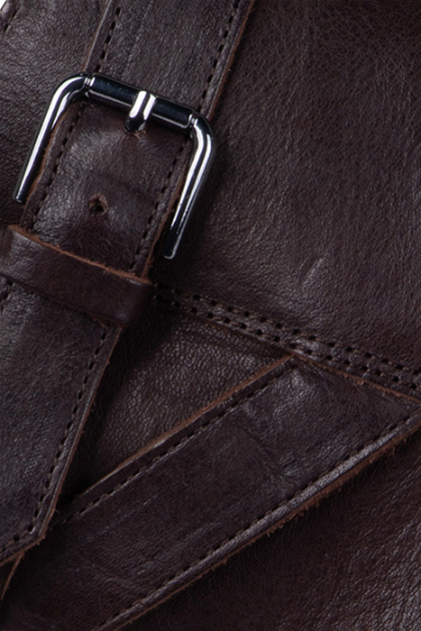 BROWN LEATHER BOOTS WITH BUCKLED STRAP CAPPUCINO 4