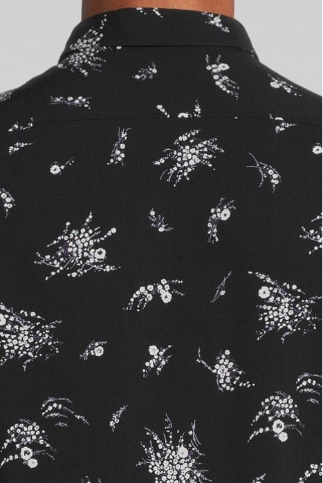 BLACK FLOWER MOTIF SLIM SHIRT BLACK 4