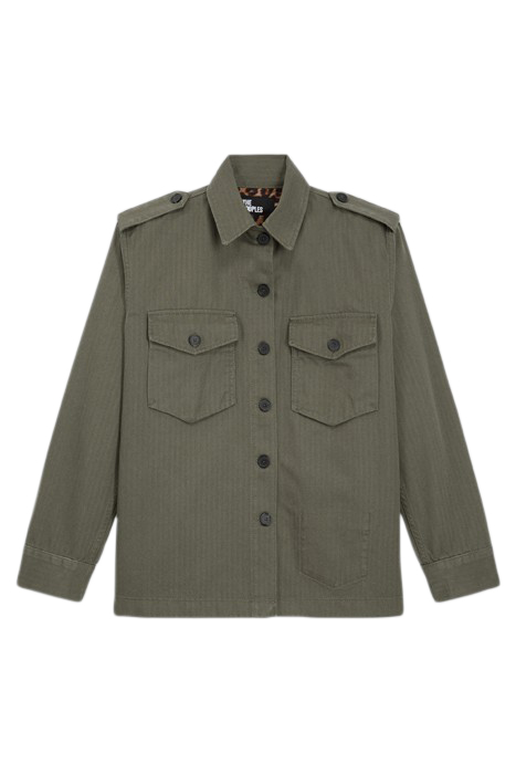 JACKET IN CHEVRON FABRIC AND LEOPARD LINING OLIVE NIGHT 4