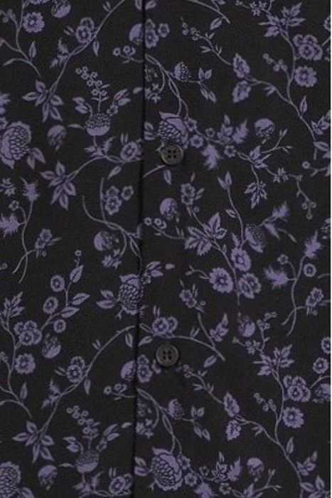 BLACK LENZING™ ECOVERO™ SLIM SHIRT WITH DARK PURPLE FLOWER M 5