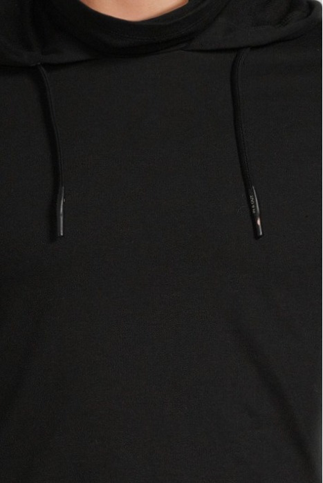 BLACK HIGH NECK HOODED T-SHIRT BLACK 4