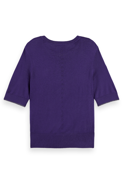 SHORT SLEEVED CREW NECK PULLOVER AUBERGINE 2
