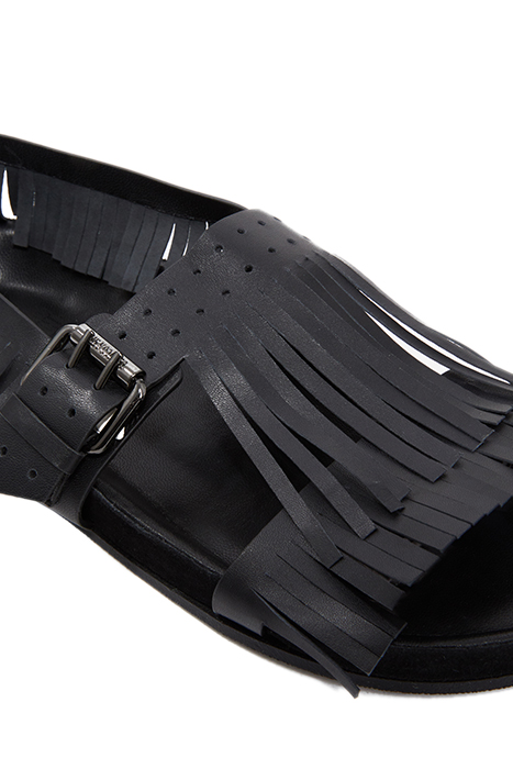 LEATHER SANDALS WITH FRINGES BLACK 3