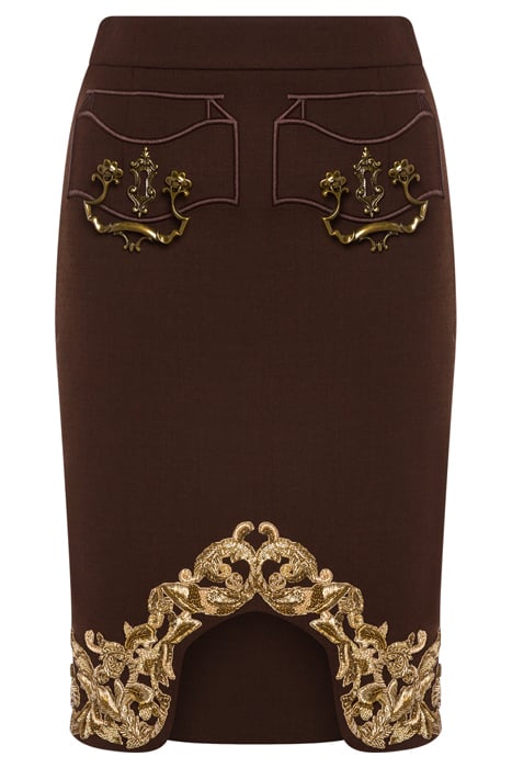HANDLE WITH CARE CRÊPE SKIRT BROWN 3