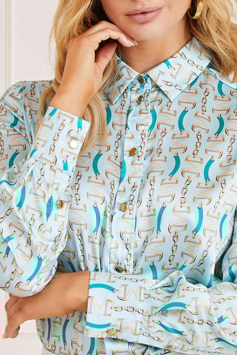 MELISSA PRINTED POLY GOLDEN MONOGRAM BUTTON-DOWN SHIRT GREE 5