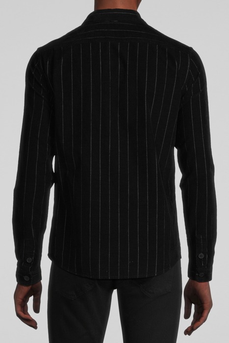 BLACK STRIPED ORGANIC VELVET REGULAR SHIRT BLACK 2