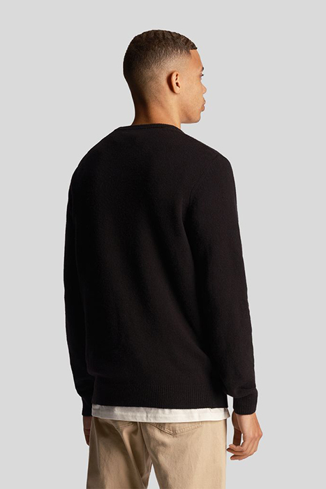 CREW NECK LAMBSWOOL BLEND JUMPER JET BLACK MARL 2