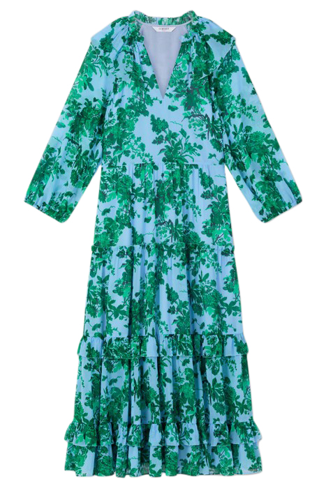 ELEANOR FRILL MIDI DRESS GREEN/BLUE 3