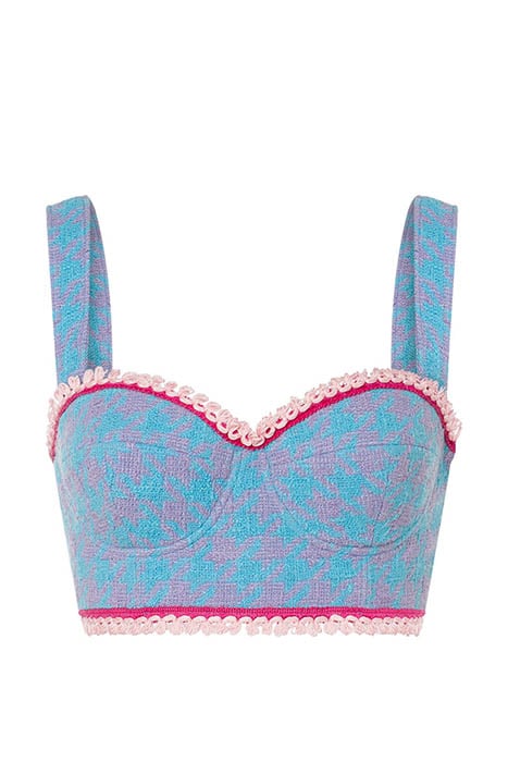 HOUNDSTOOTH COTTON AND NYLON BRALETTE BLUE 3