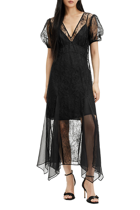 AllSaints Rayna Lace Dress Black Maat: 4 | Maxi Jurken Outlet | Dames | Zwart