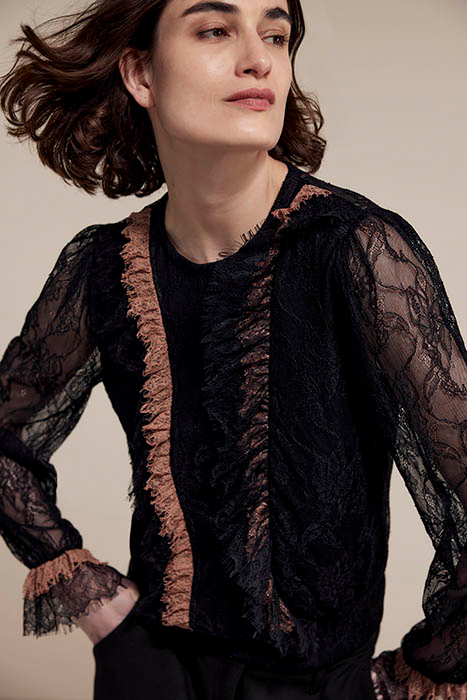 JERSEY TOP COLORCOMBO LACE MIX BLACK 6