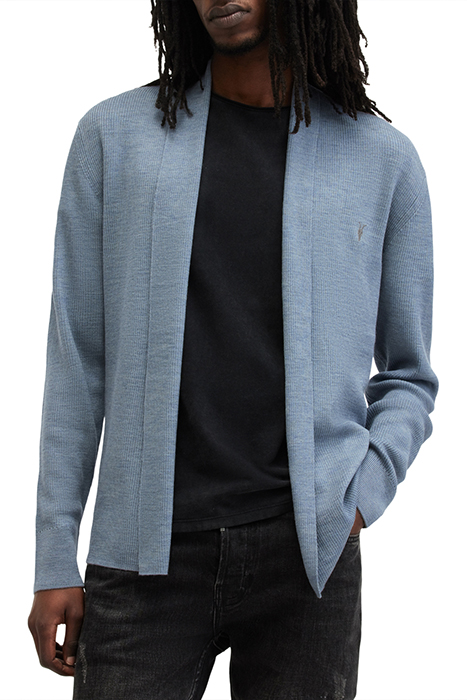 AllSaints Mode Merino Open Car Dusty Blue Maat: XXL | Cardigans Outlet | Heren | Blauw